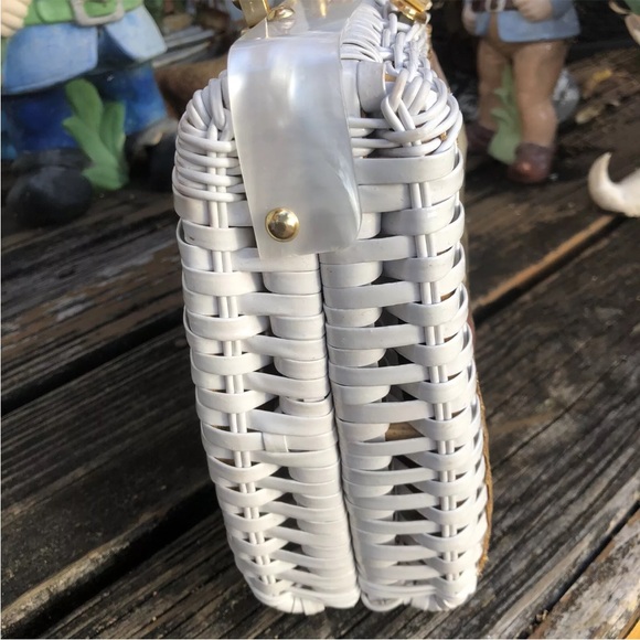 Princess Charming Atlas SeaShell Seahorse Beach Wicker Purse Bag Vintage 50s 60s - Picture 5 of 12